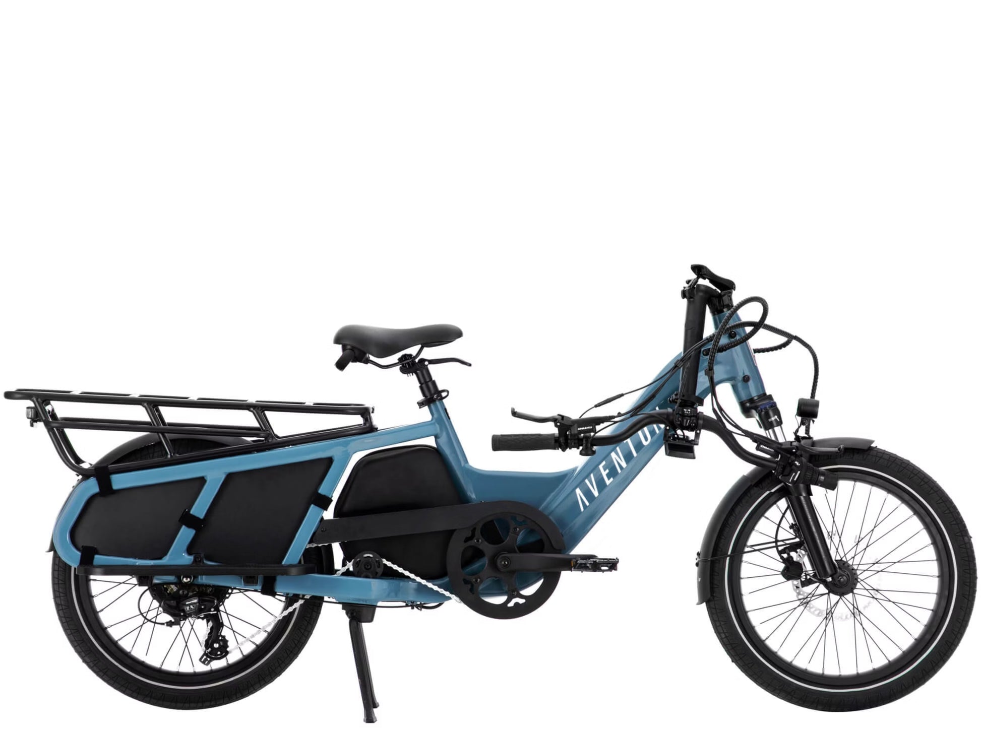 Aventon Abound Compact folding cargo eBike Polaris Folded handlebars Side profile