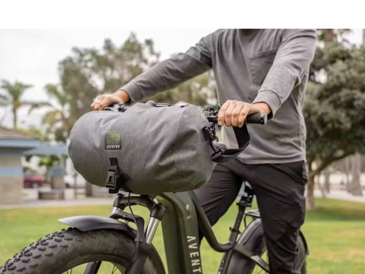 Aventon Abound Handlebar Bag Shown installed on handlebars
