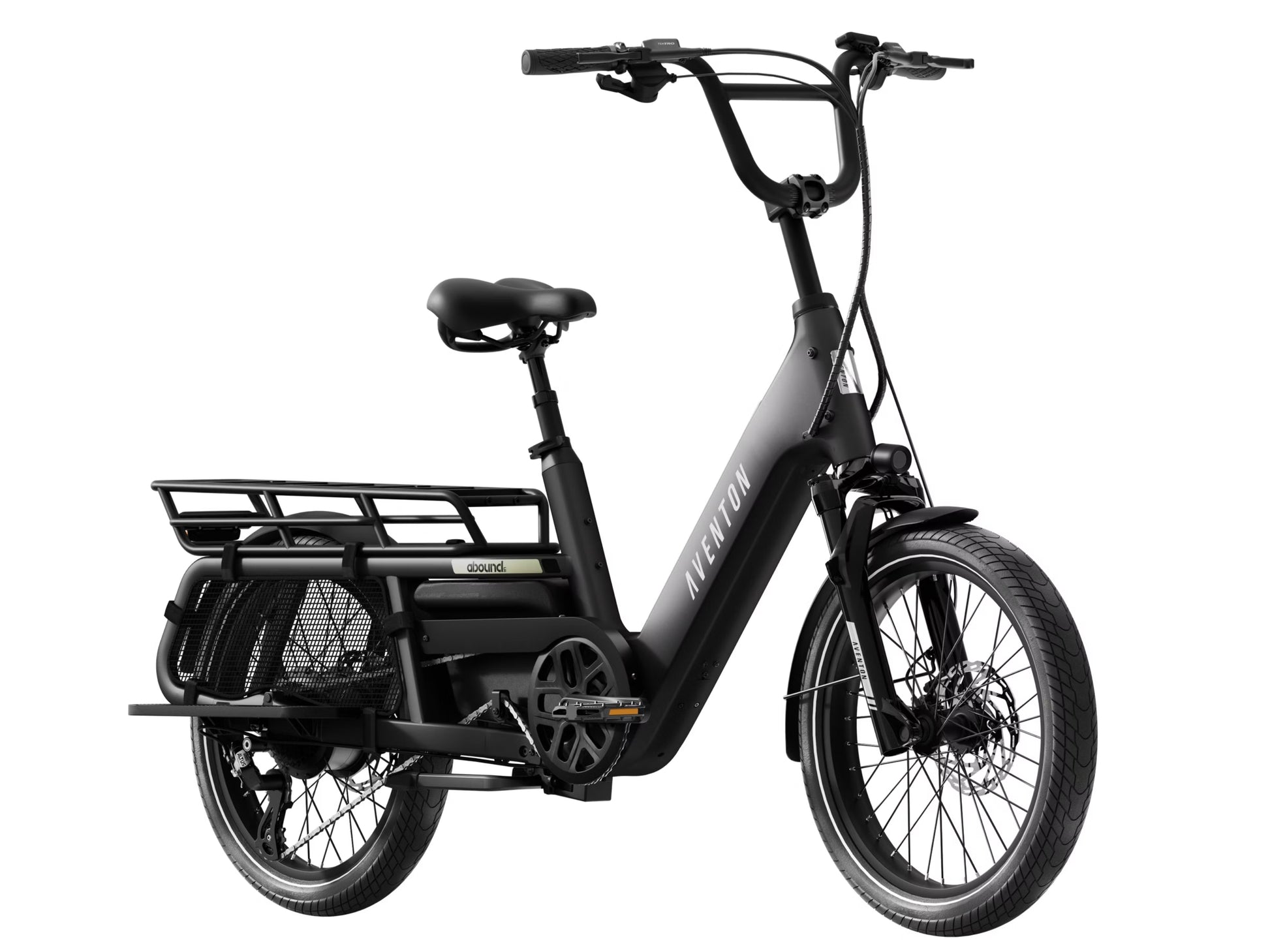 Aventon Abound LR Cargo Electric bike Matte Stealth Forward facing view