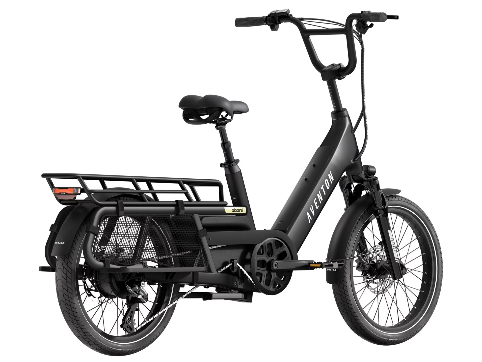 Aventon Abound LR Cargo Electric bike Matte Stealth Rear facing view