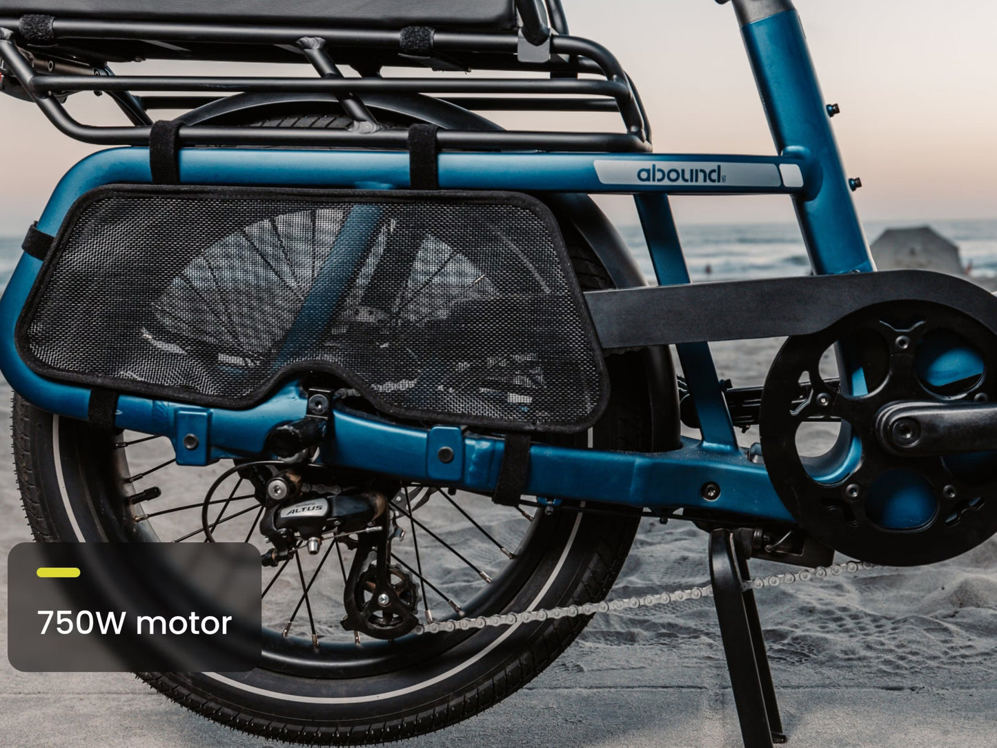 Aventon Aboud SR Compact cargo Cobalt 750Wh Hub motor closeup
