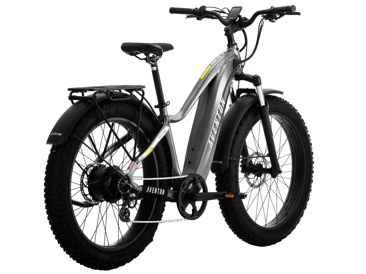 Aventon Aventure.2 Hardtail All Terrain Electric Bike Slate grey Rear facing view