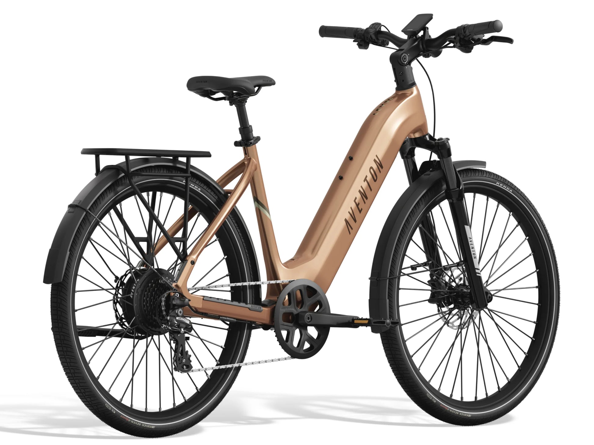 Aventon Level 3 Step-Through Road / commuter eBike Sandstone Rear facing view