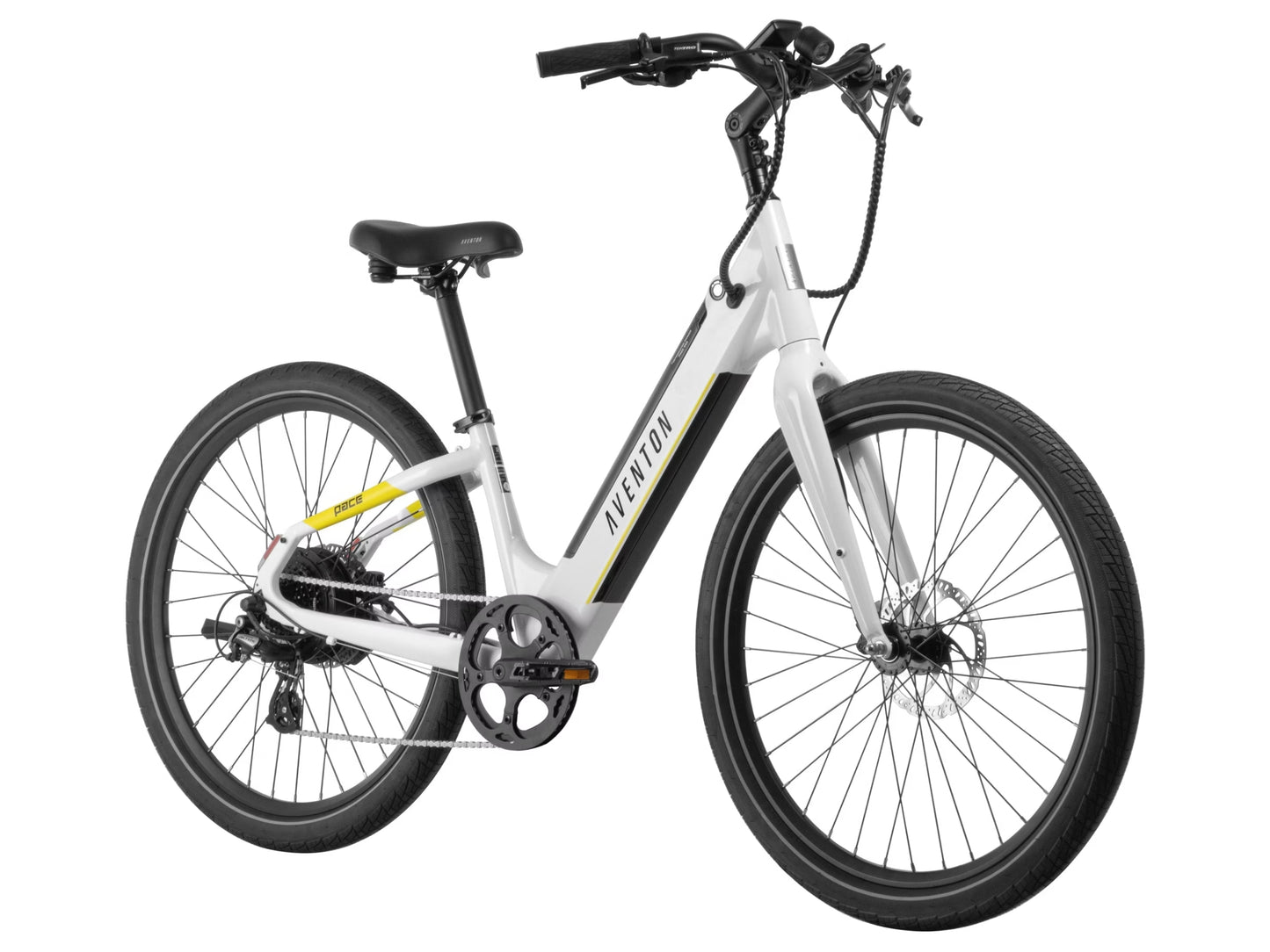 Aventon Pace 500.3 Step-Through eBike Road / commuter Ghost white Forward facing view