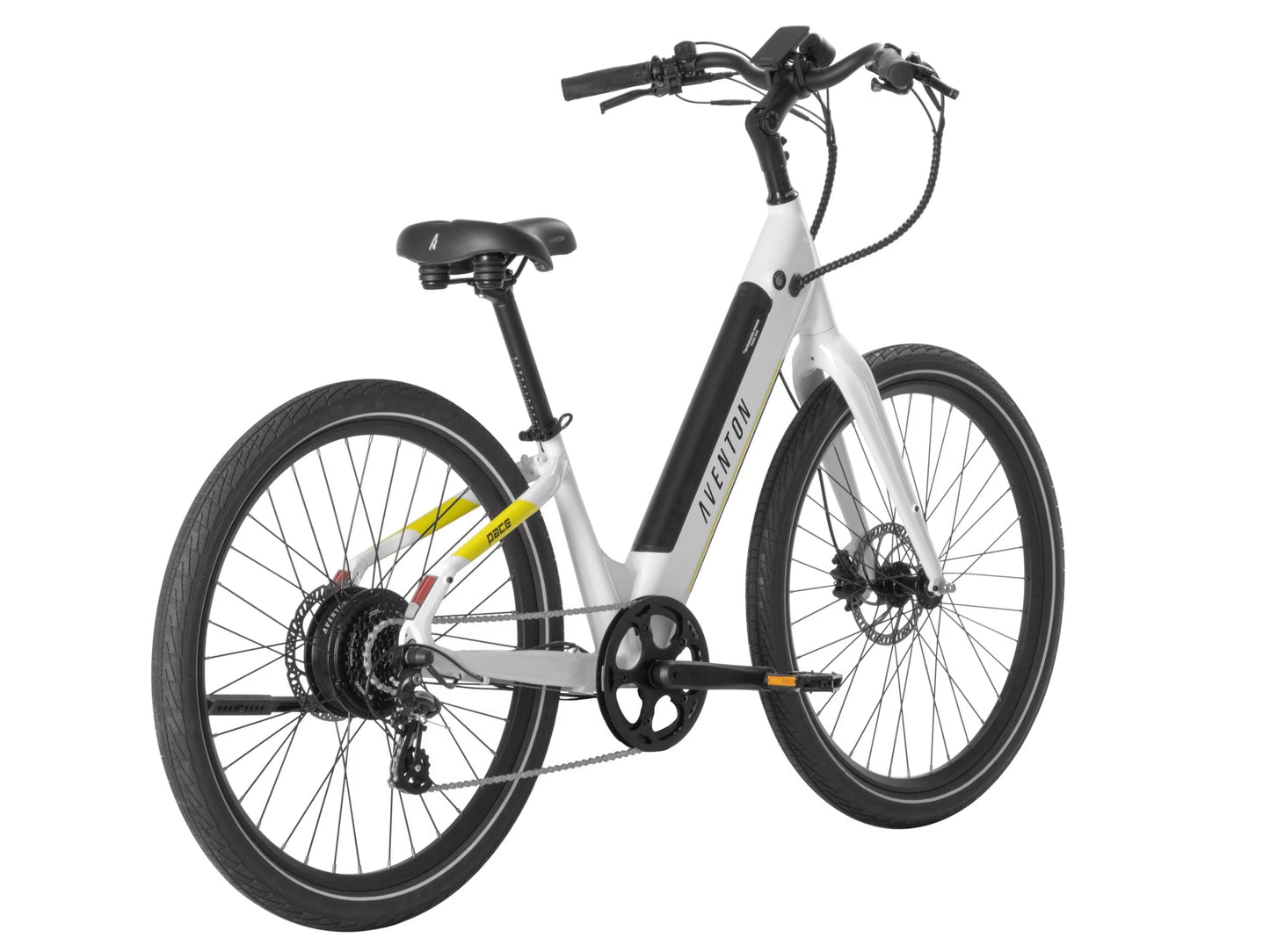Aventon Pace 500.3 Step-Through eBike Road / commuter Ghost white Rear facing view