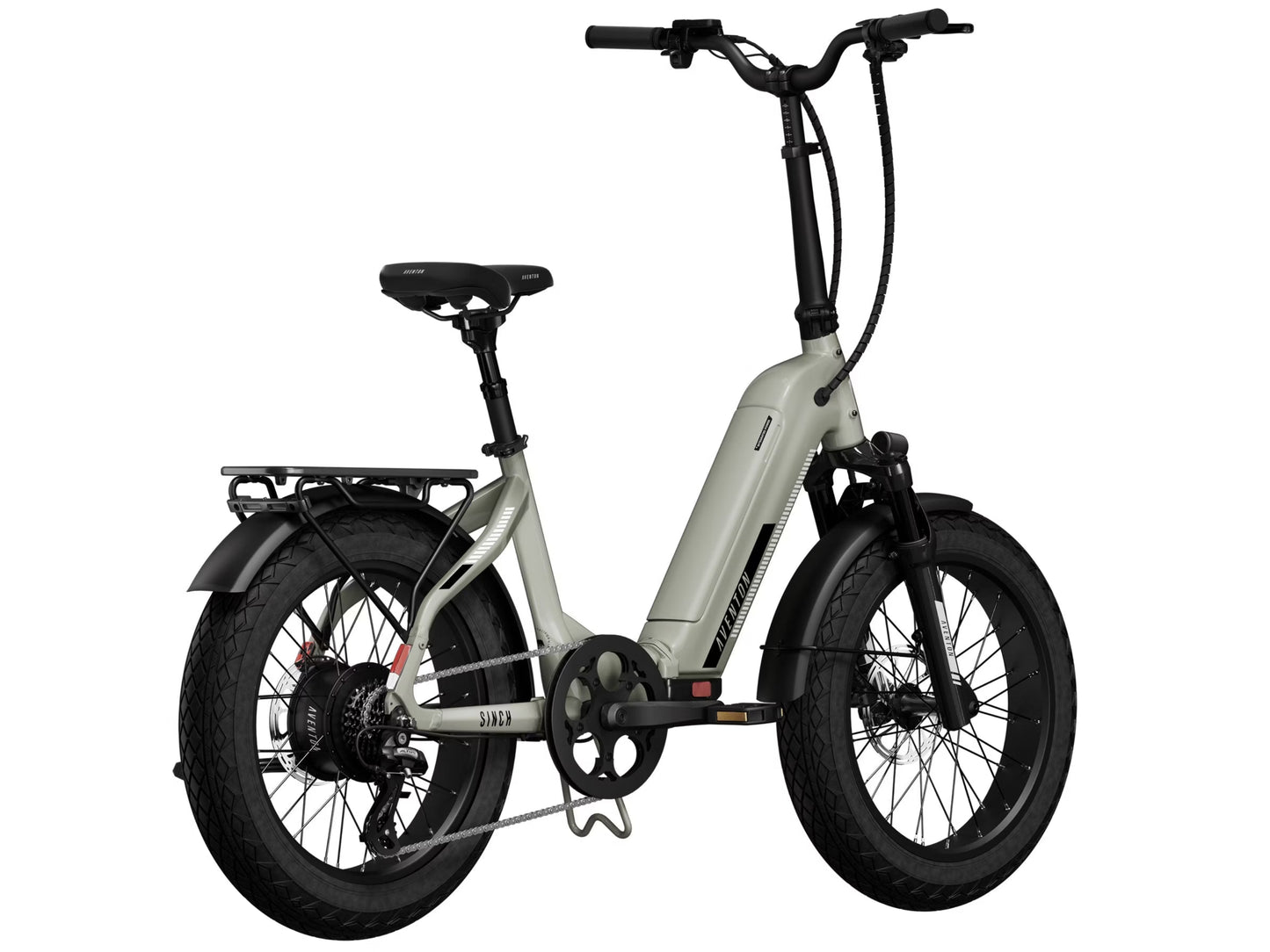 Aventon Sinch 2.5 Foldable Compact cargo eBike Sage Rear facing view