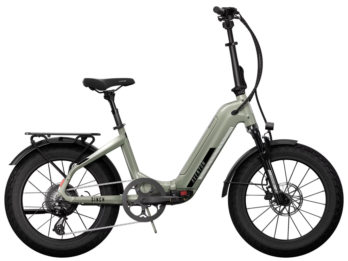 Aventon Sinch 2.5 Foldable Compact cargo eBike Sage Side profile