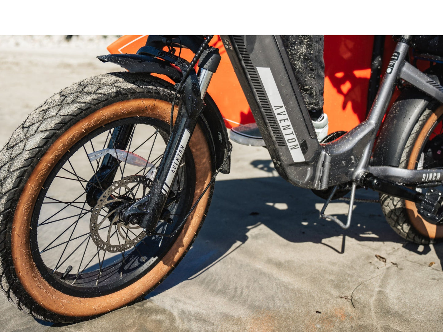 Aventon Sinch.2 Compact cargo folding eBIke Quicksilver Beach ride. Sandy and wet