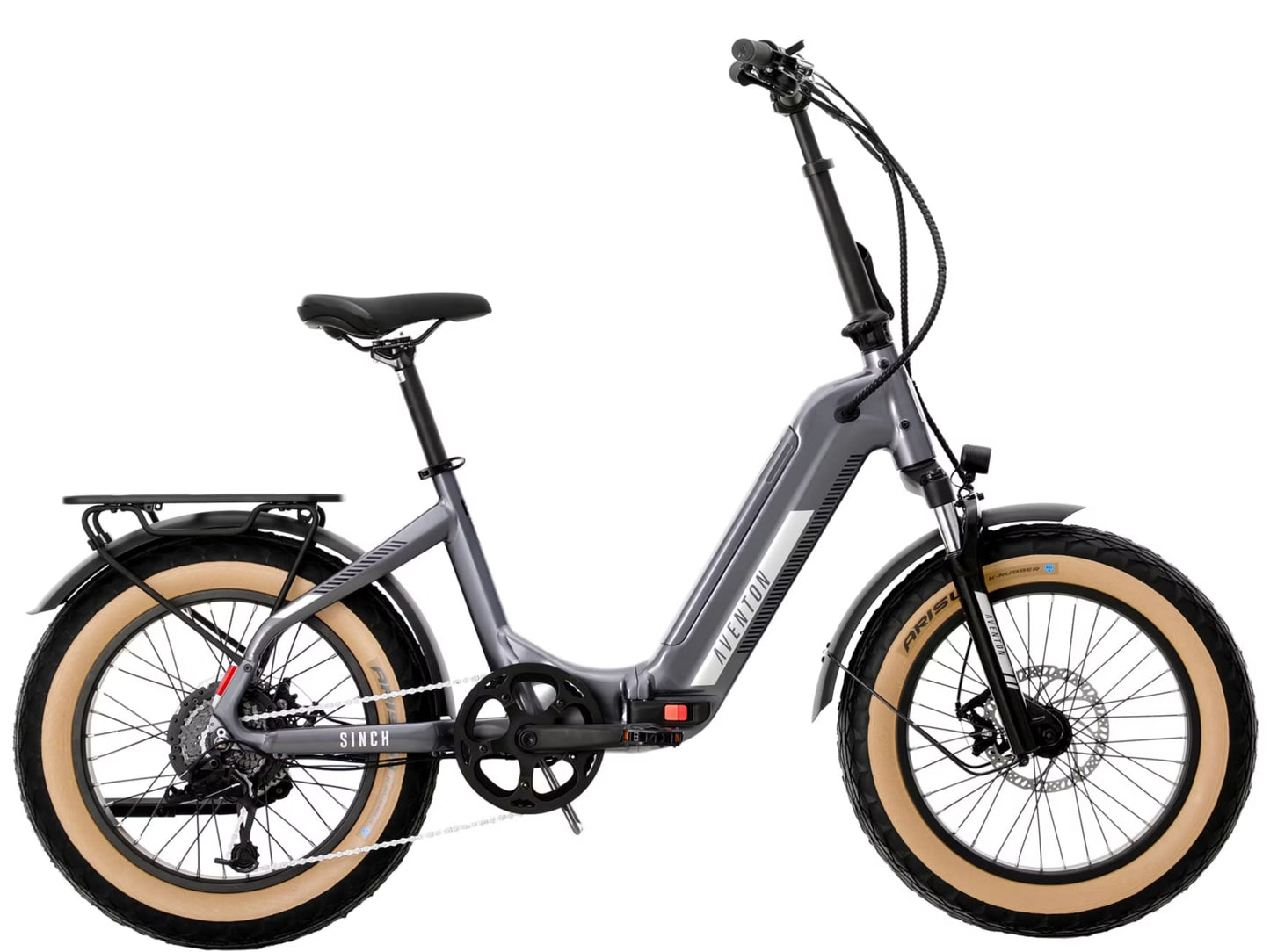 Aventon Sinch.2 Compact cargo folding eBIke Quicksilver Side profile