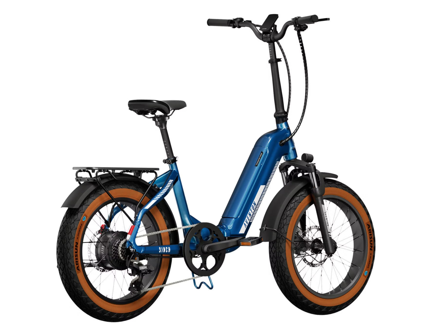 Aventon Sinch.2 Compact cargo folding eBIke Sapphire Rear facing view