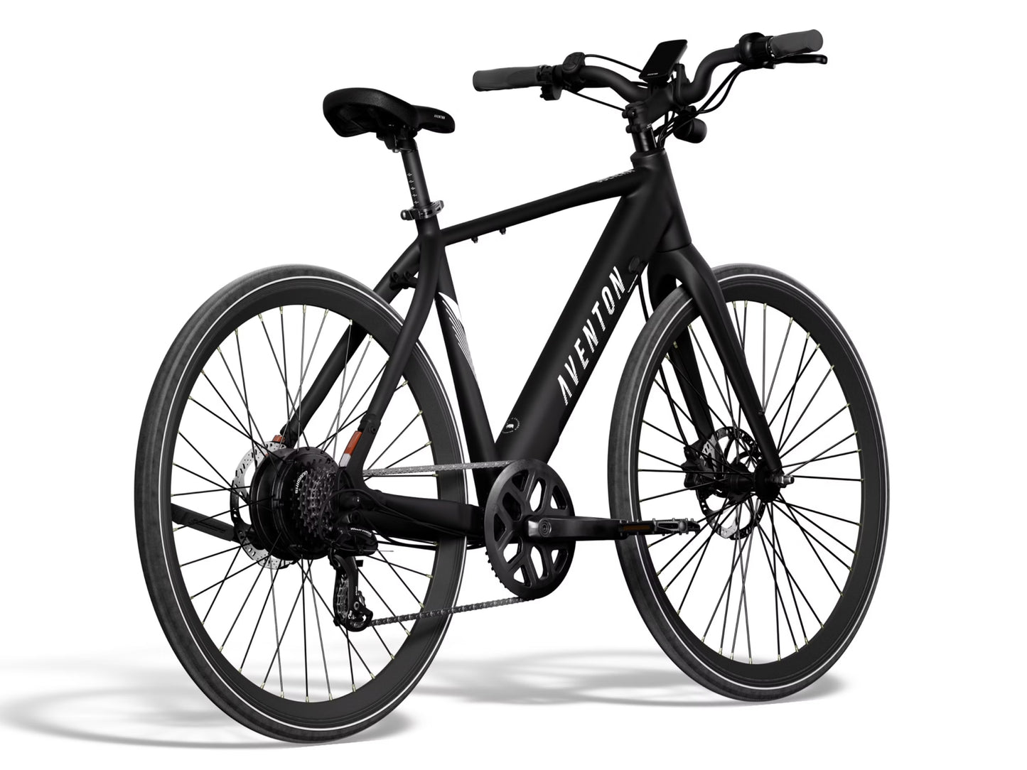 Aventon Soltera 2.5 Road /commuter Urban eBike Matte midnight black Rear facing view