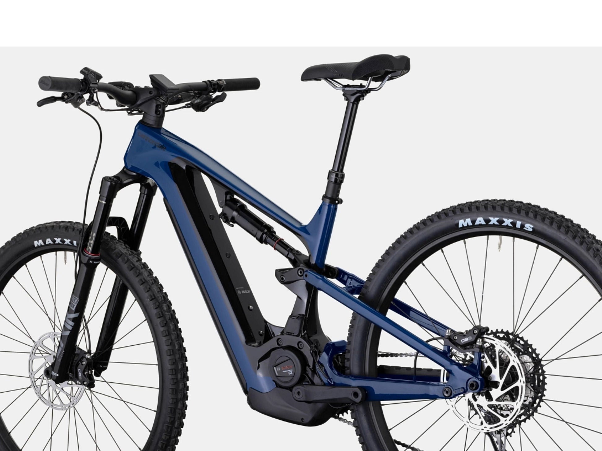 Cannondale Moterra Carbon 1 Full Suspension eMTB Abyss blue Rear facing view