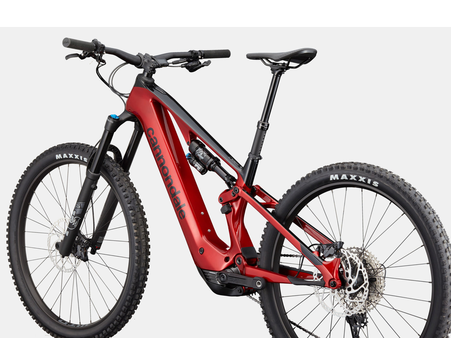 Cannondale Moterra SL 2 Dual suspension eMTB Candy red Rear facing view