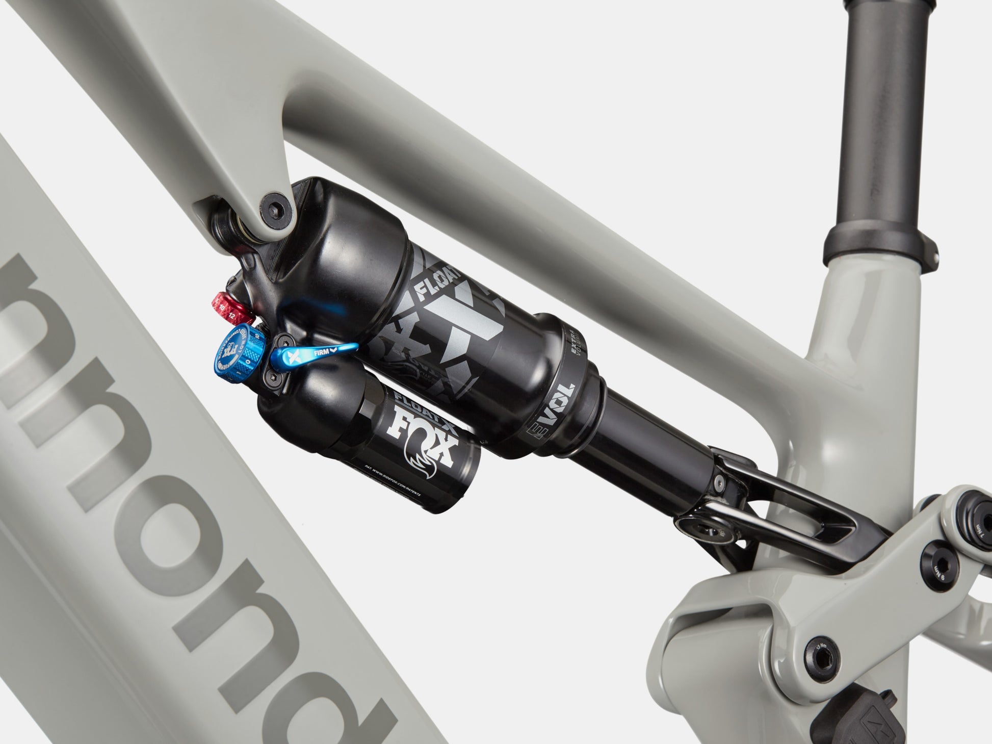 Cannondale Moterra SL 2 Dual suspension eMTB Tiger shark Rear shock closeup