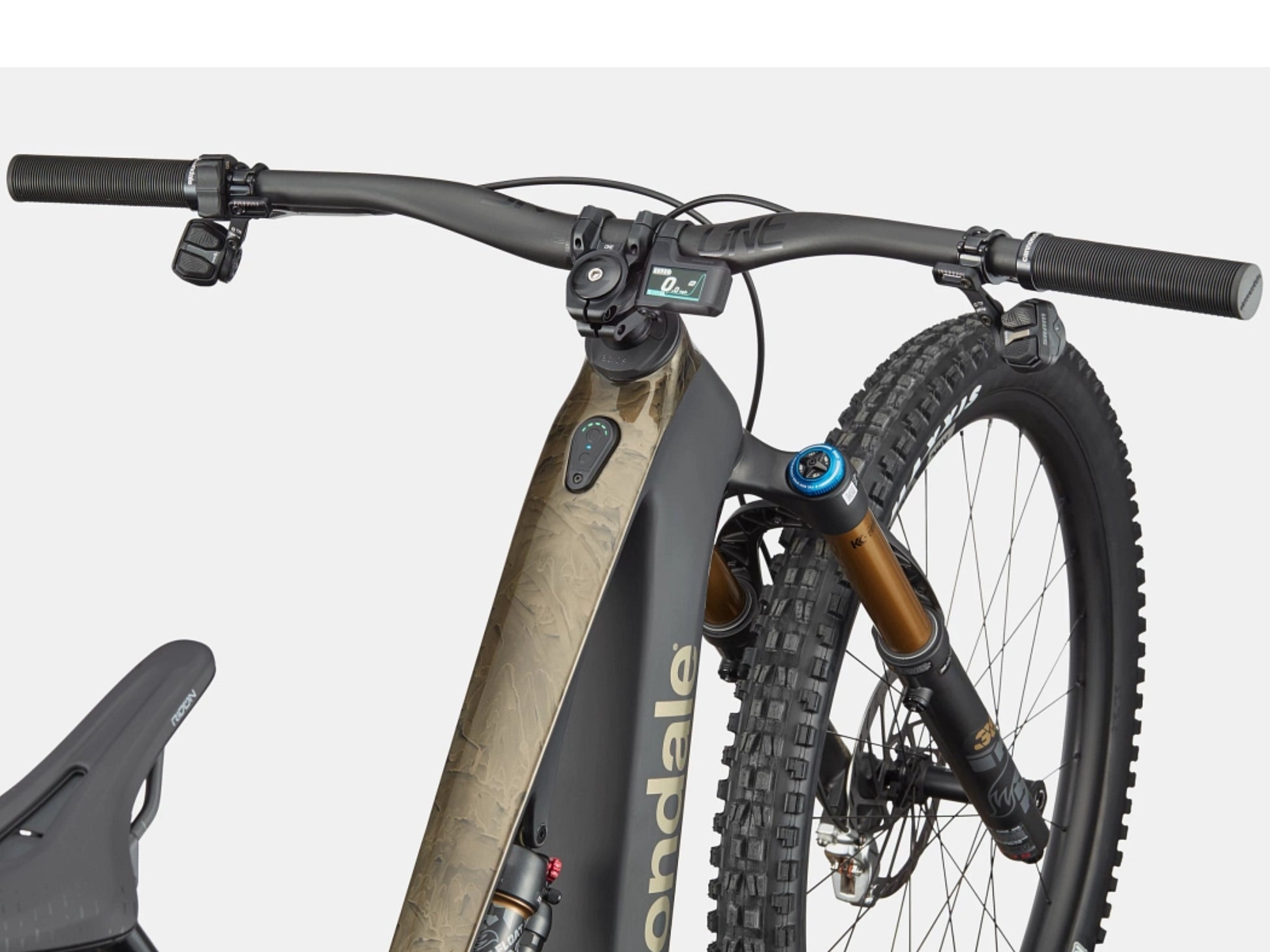 Cannondale Moterra SL LAB71 Dual Suspension eMTB Pewter Forward facing Cockpit closeup