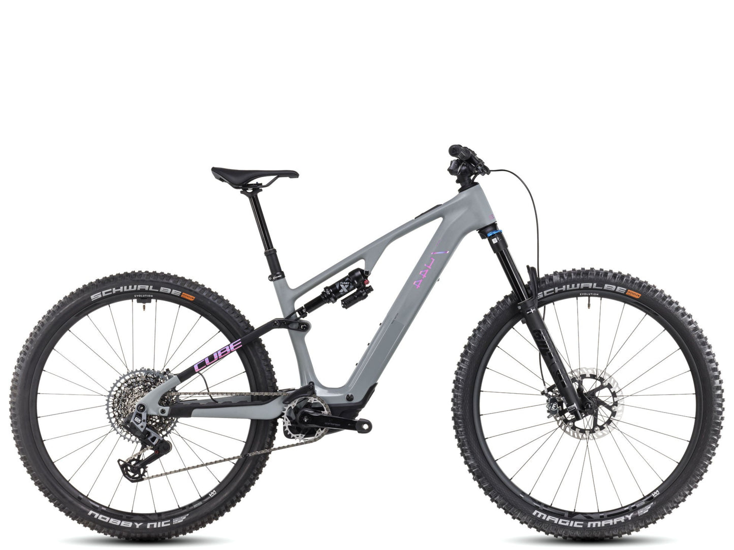 Cube AMS Hybrid One44 C:68x TM 400X 29 eMTB Swampgrey 'n' purplereflex Side profile