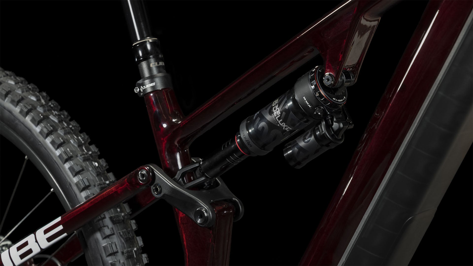 Cube Stereo Hybrid One55 C:68X SLX 750 29 liquidred 'n' carbon rear shock
