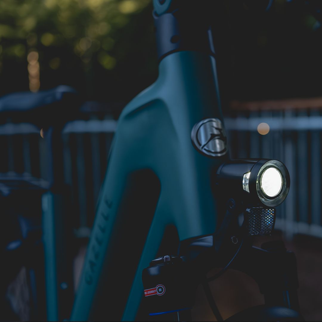 Gazelle Eclipse AXA Blue Line Headlight Closeup