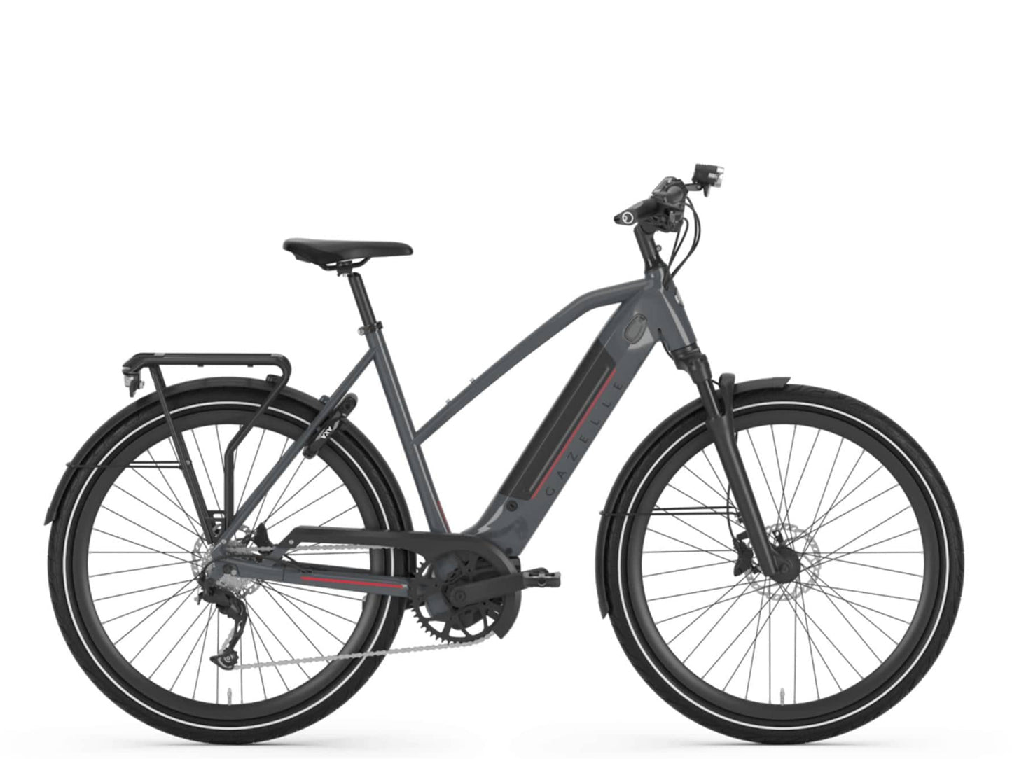 Gazelle Ultimate T10+ mid step dust gloss side view on Fly Rides