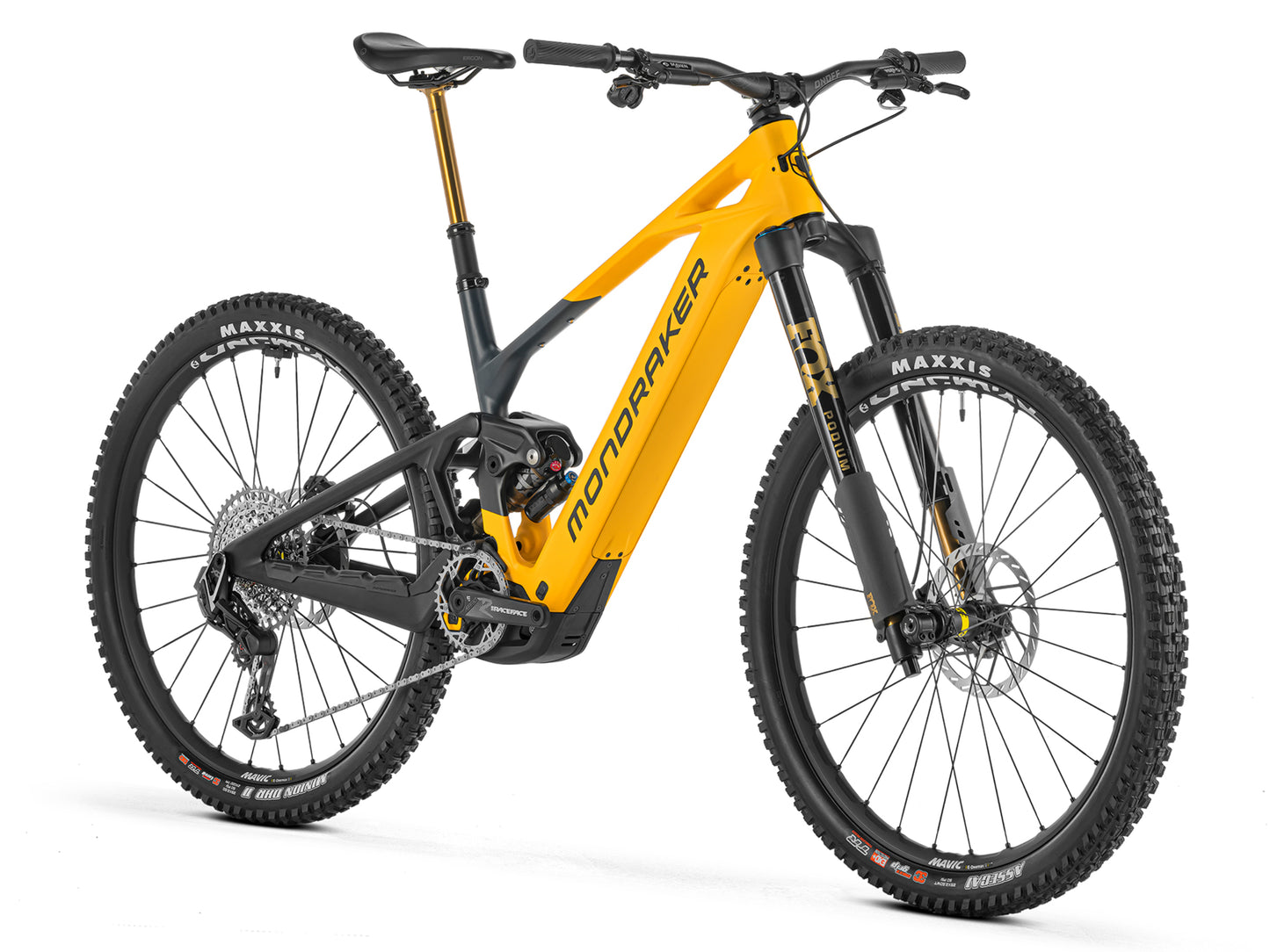 Mondraker Crafty Carbon RR S Full Suspension eMTB Enduro Dense yellow Forward facing view