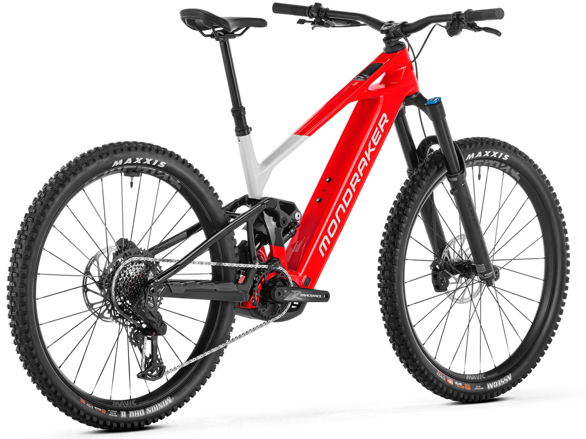 Mondraker Crafty Carbon R Enduro eMTB Chili red Rear facing view
