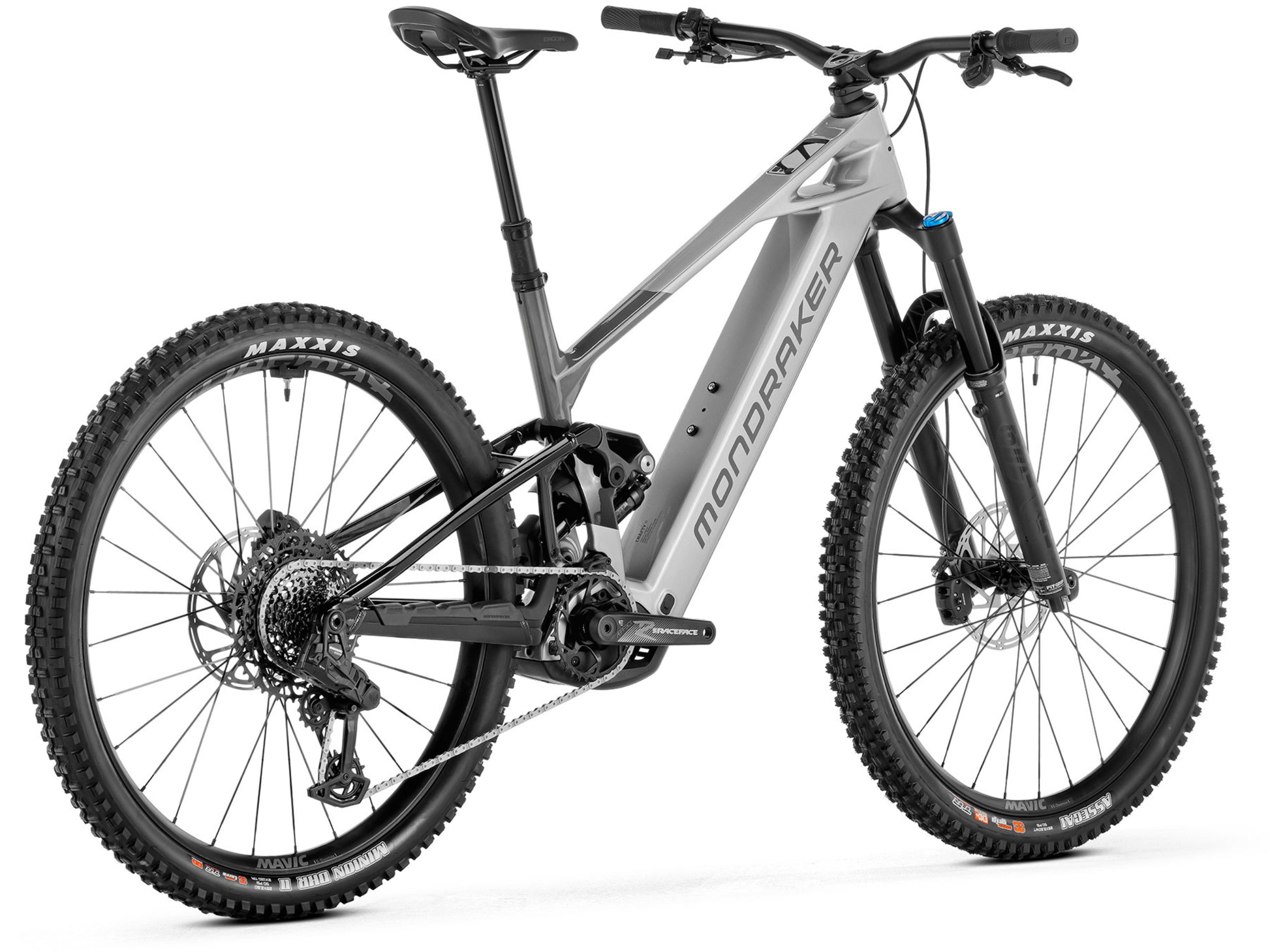 Mondraker Crafty Carbon R Enduro eMTB Golden silver Rear facing view