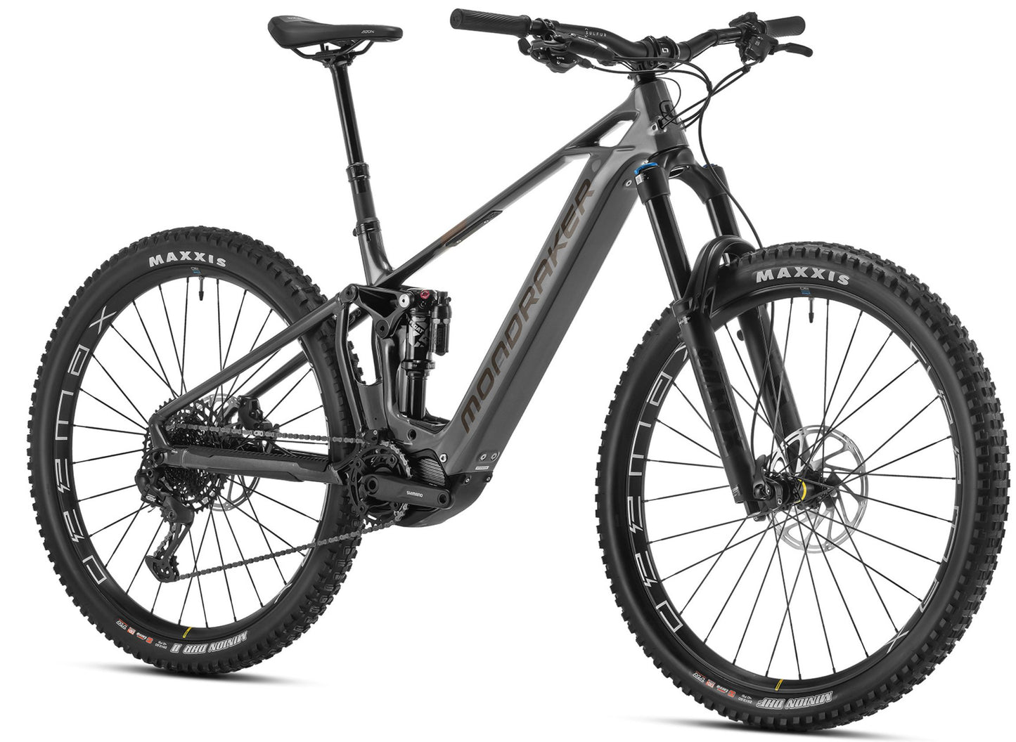Mondraker Crusher Nimbus grey / vortex grey / bronze Full Suspension eMTB Forward facing view