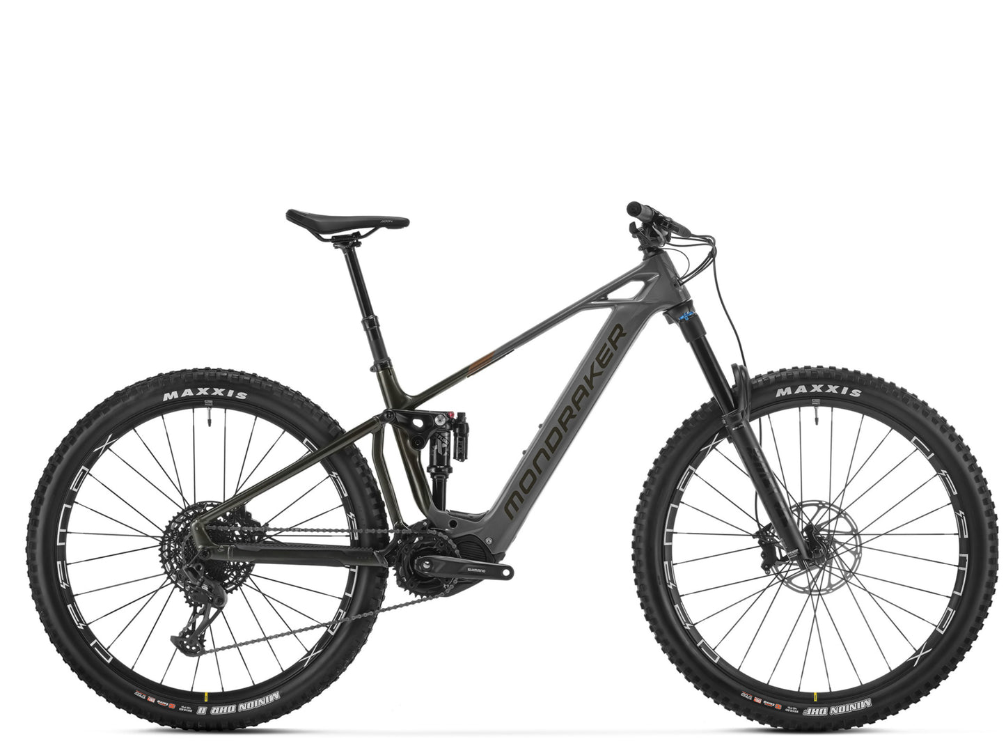 Mondraker Crusher Nimbus grey / vortex grey / bronze Full Suspension eMTB Side profile
