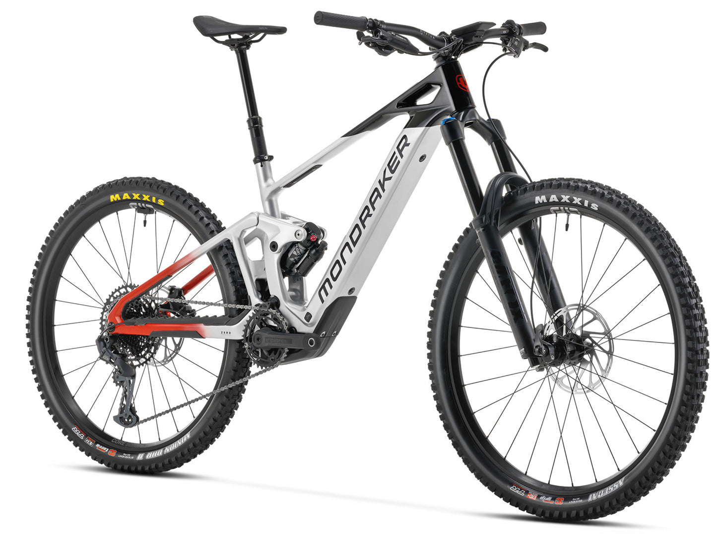 Mondraker Dune R Full suspension eMTB Racing silver Forward facing view