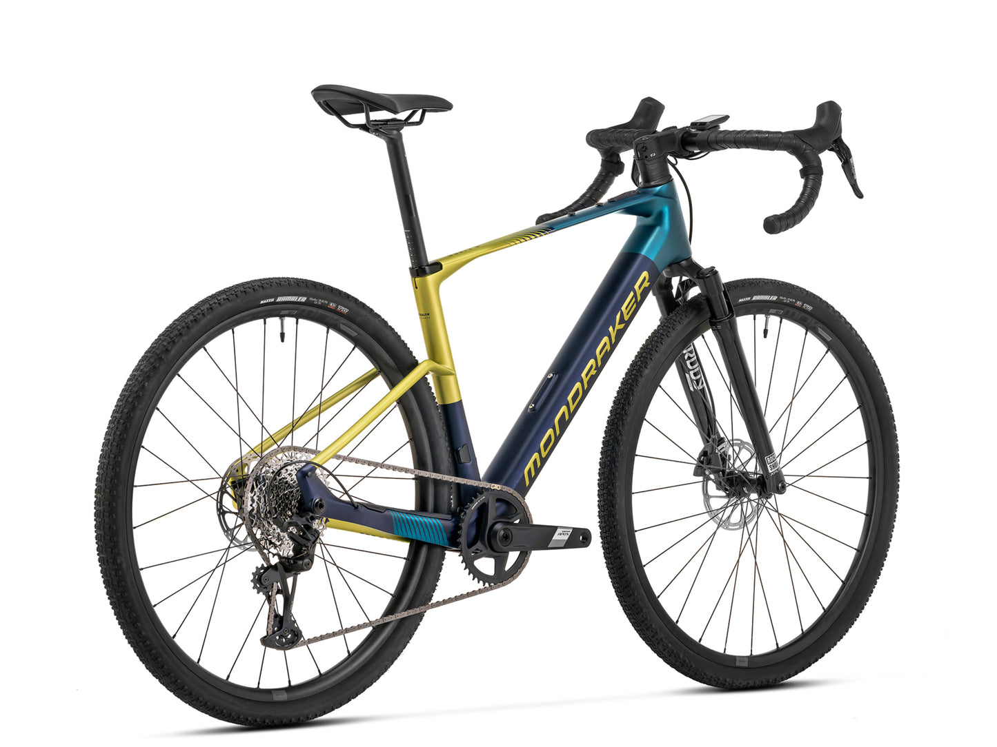 Mondraker Dusty R Electric gravel bike Midnight blue Rear facing view