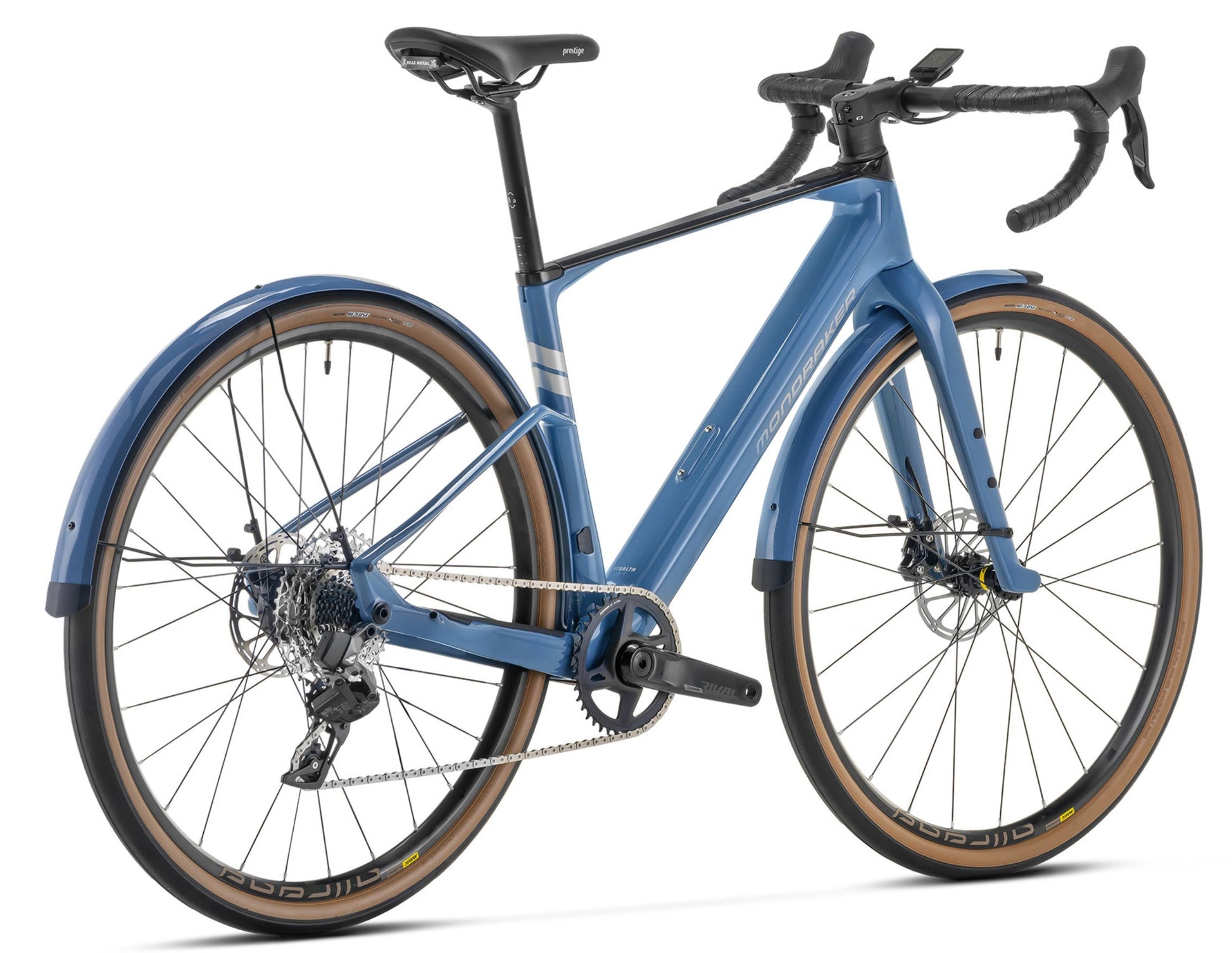 Mondraker Dusty SX RR Denim blue / silver Gravel Urban cross Electric bike Rear facing view