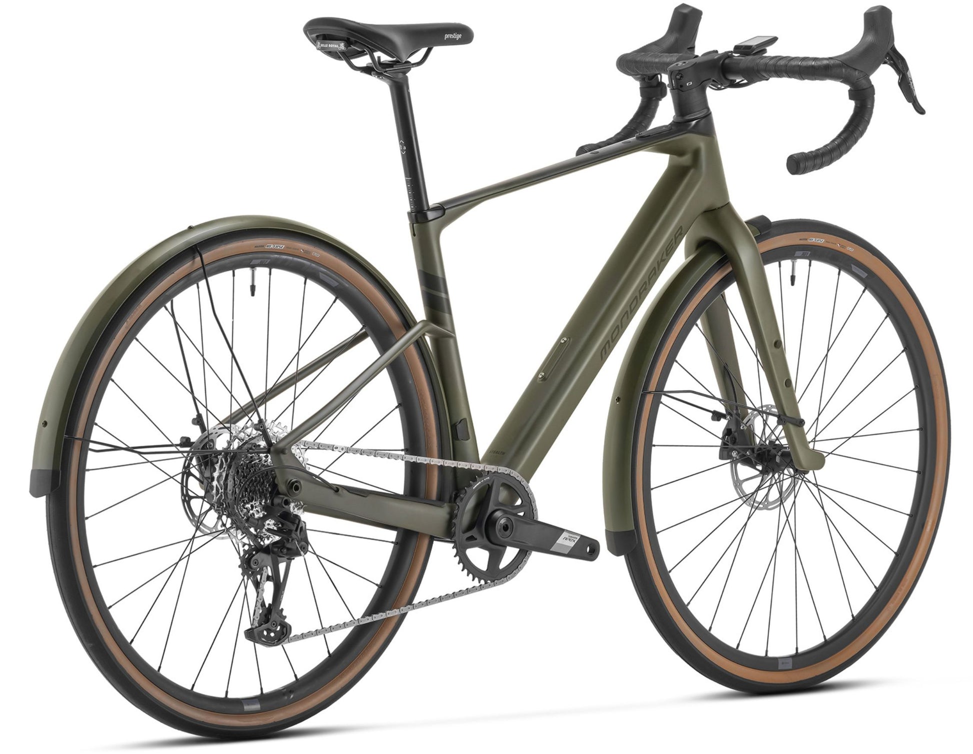 Mondraker Dusty SX R Gravel Urban Cross Electric bike Matte green / black Rear facing view