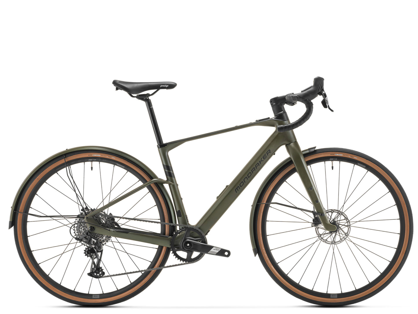 Mondraker Dusty SX R Gravel Urban Cross Electric bike Matte green / black Side profile