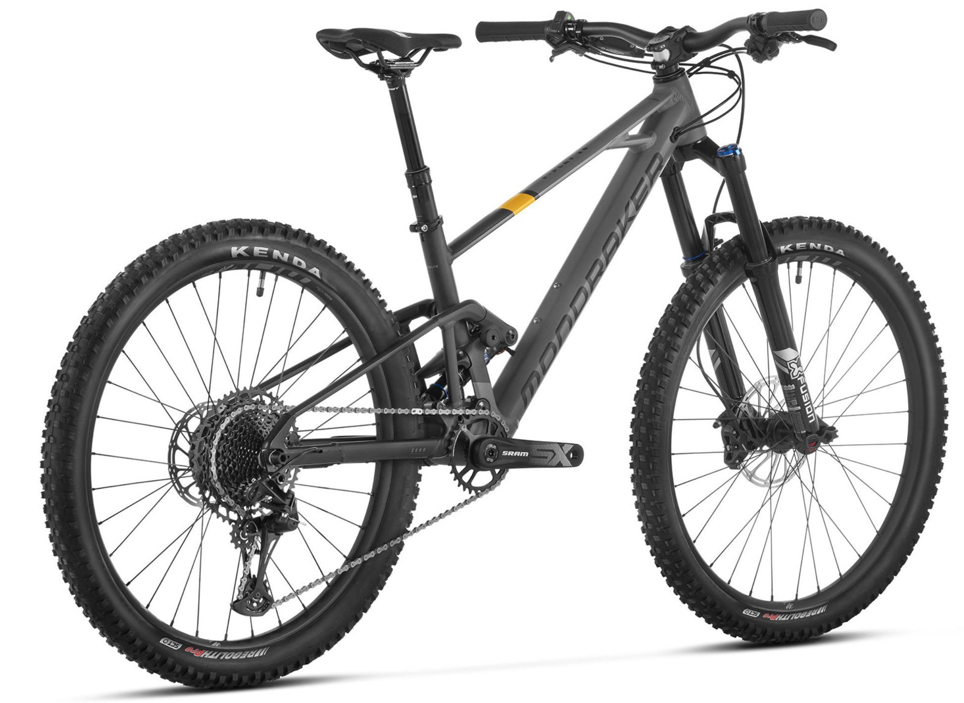 Mondraker F Play 26 EMTB Children's 26" Dark grey / gold / black Rear facing view