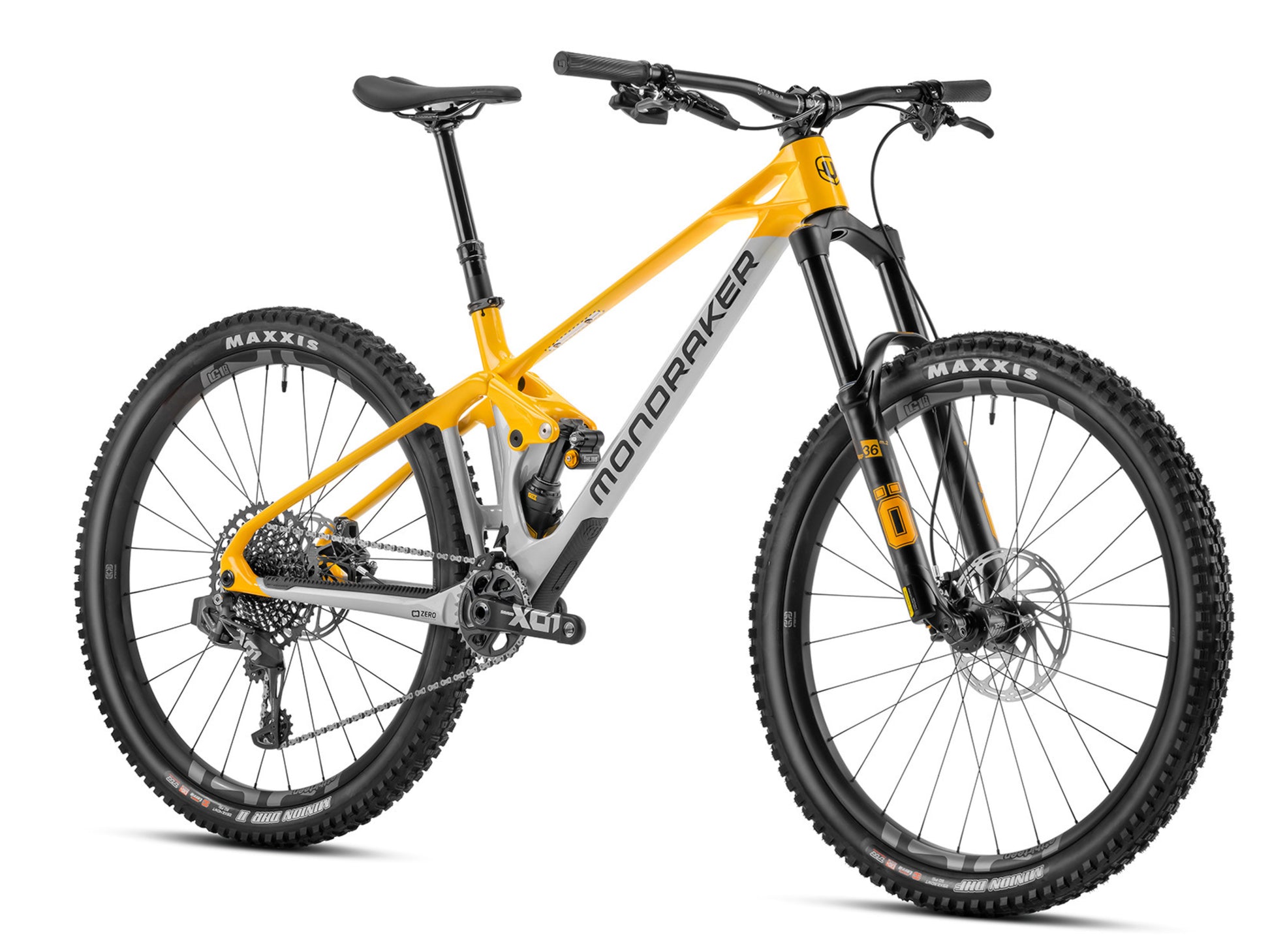Mondraker Foxy Carbon XR Dual Suspension Enduro Mountain bike Yellow Forward facing view