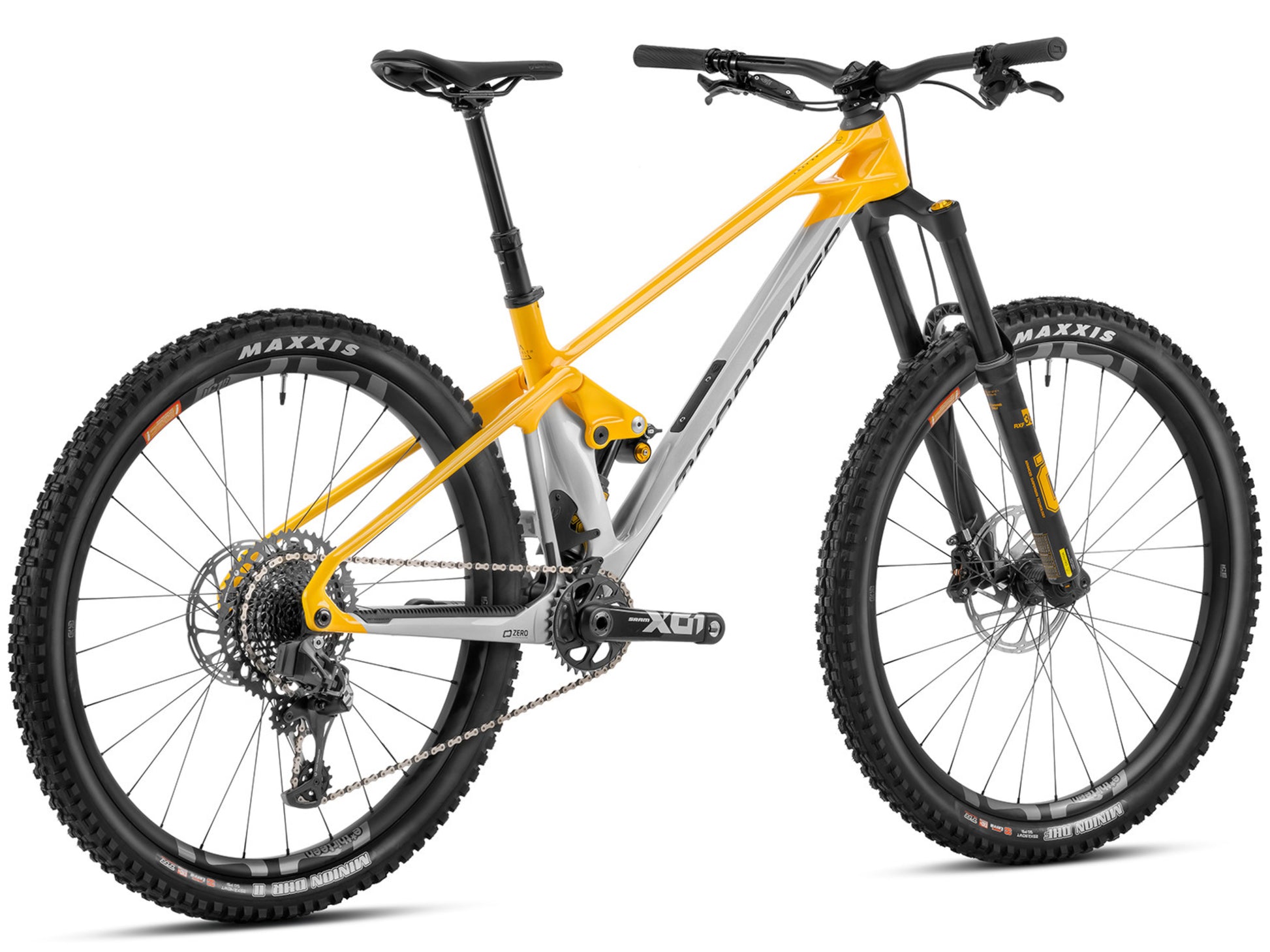 Mondraker Foxy Carbon XR Dual Suspension Enduro Mountain bike Yellow Rear facing view
