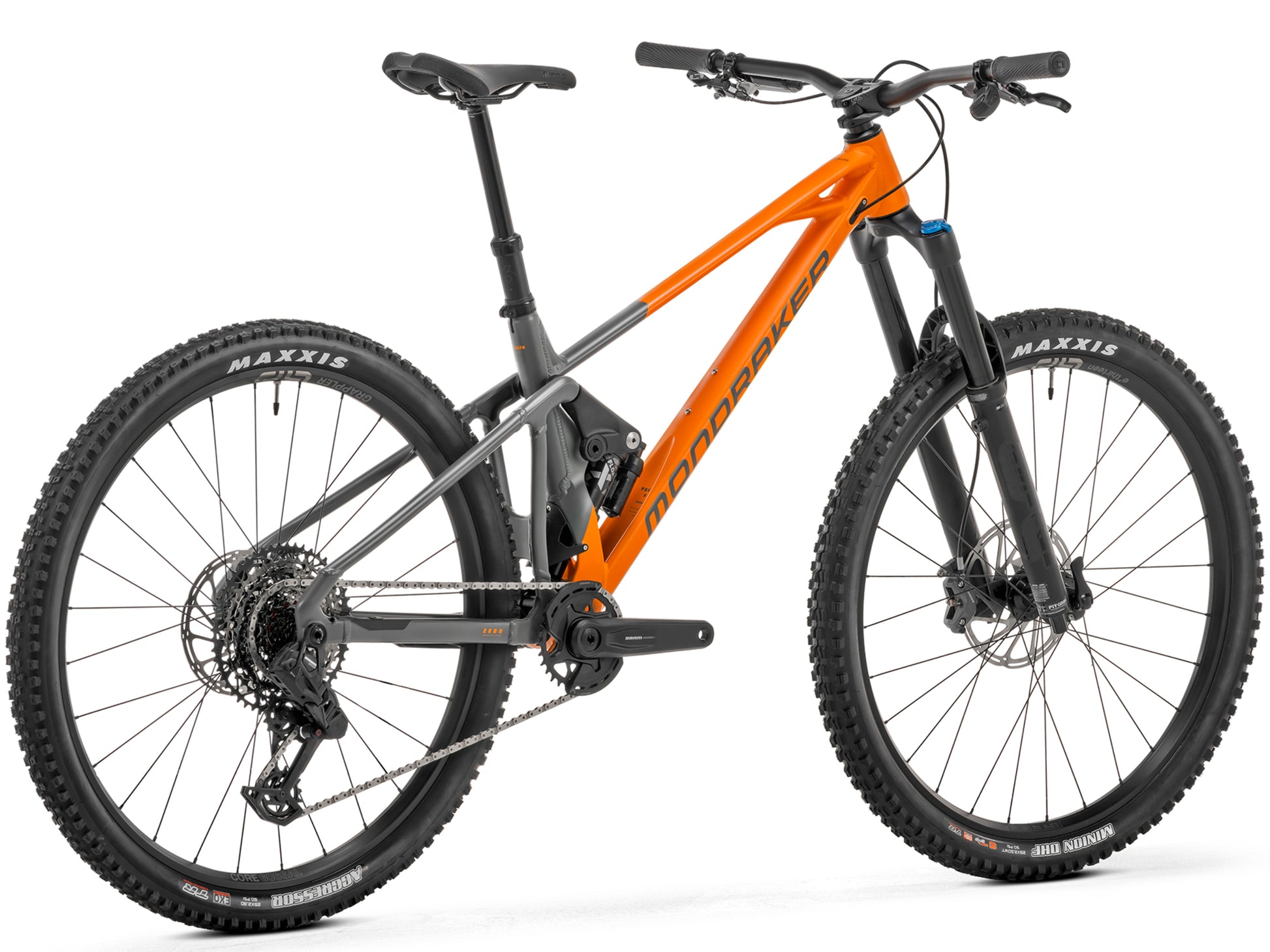 Mondraker Foxy R Dual Suspension Enduro Mountain bike Atomic orange Rear facing view