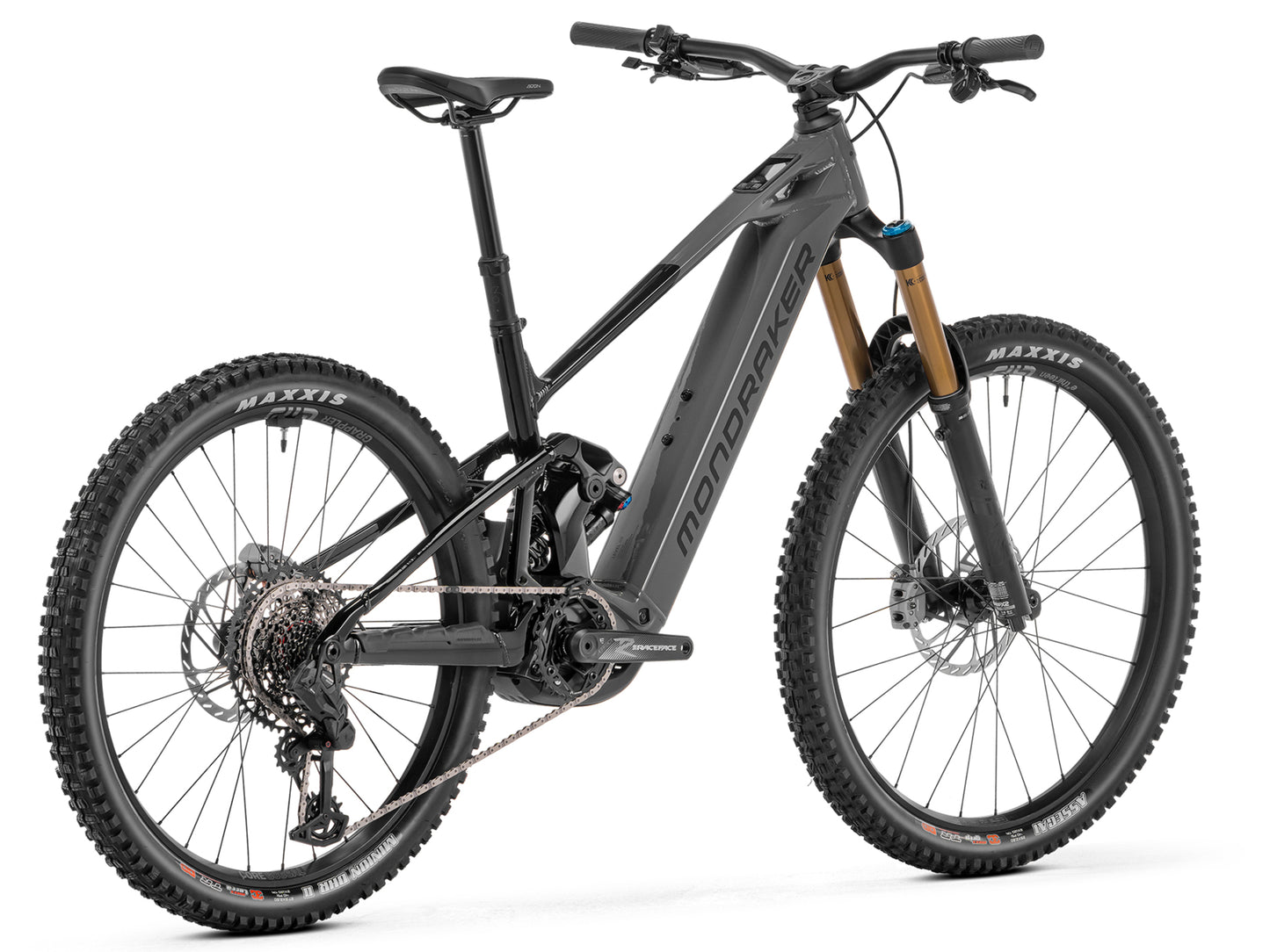 Mondraker Level RR Full Suspension nduro eMTB Nimbus grey Rear facing view