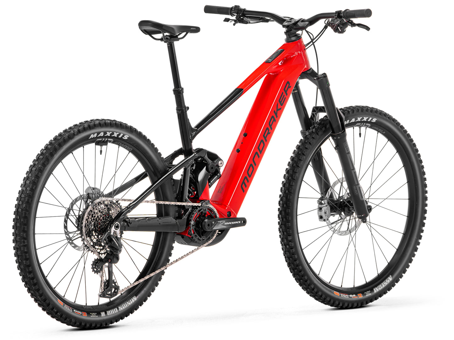 Mondraker Level R Full Suspension nduro eMTB Chili red Rear facing view