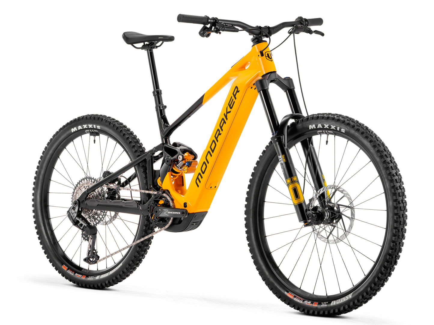 Mondraker Level XR Full Suspension nduro eMTB Dense yellow Forward facing view