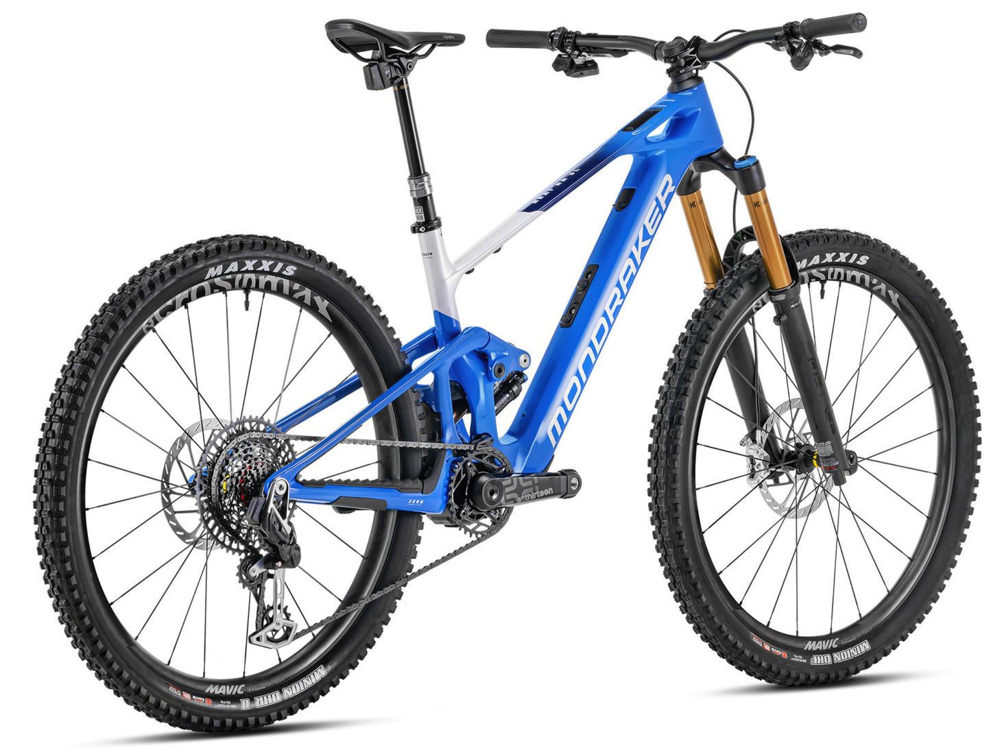 Mondraker Neat RR SL Gloss blue / black /silver Full Suspension eMTB Rear facing view
