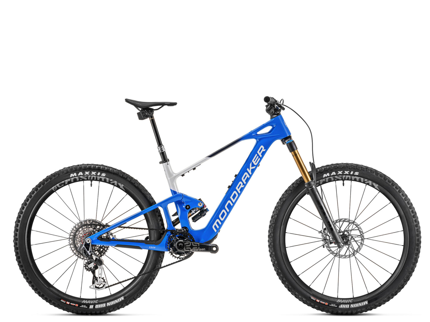Mondraker Neat RR SL Gloss blue / black /silver Full Suspension eMTB Side profile