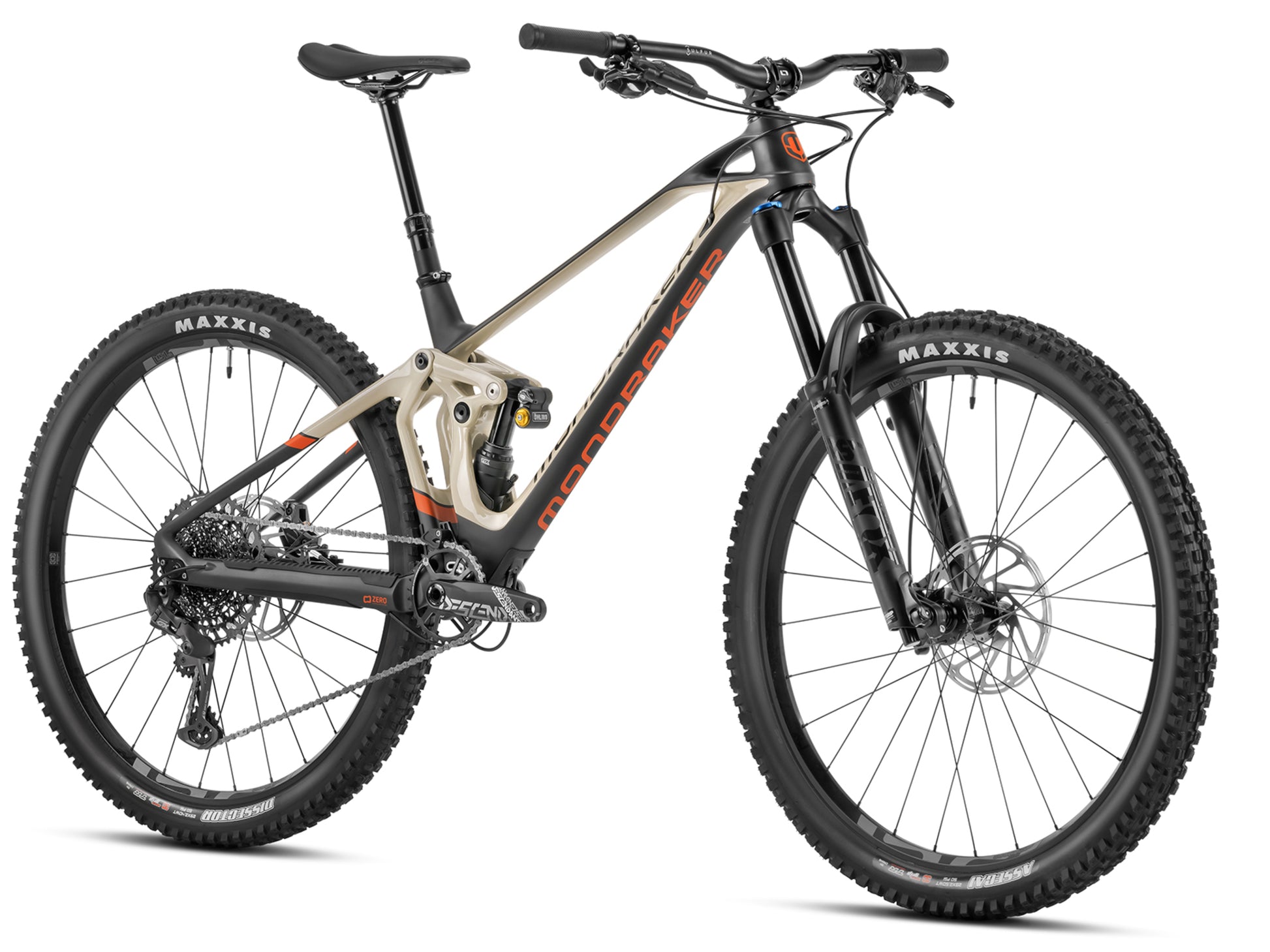 Mondraker Superfoxy Carbon R Full Suspension Enduro Mountain bike Desert grey Forward facing view