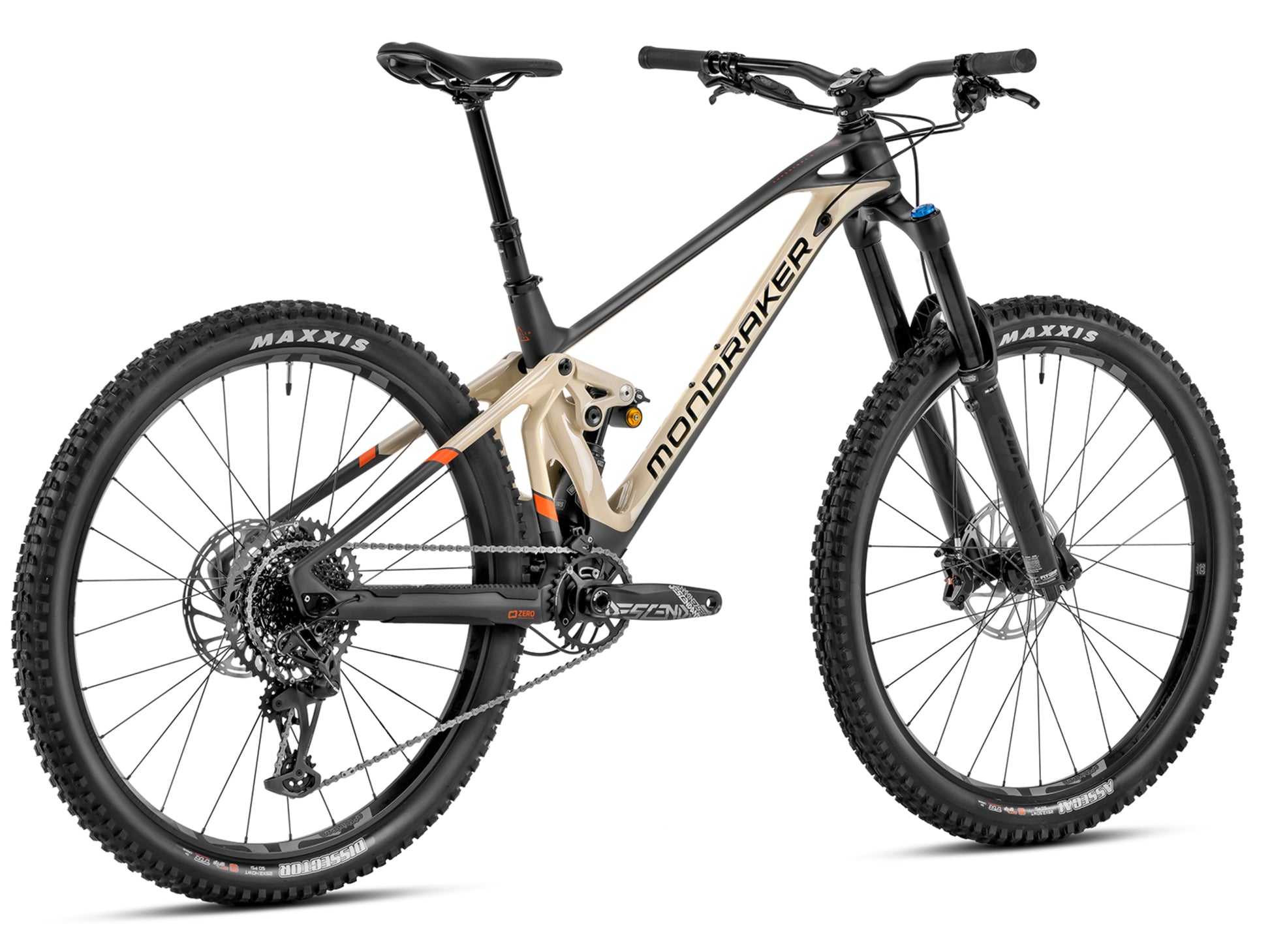 Mondraker Superfoxy Carbon R Full Suspension Enduro Mountain bike Desert grey Rear facing view