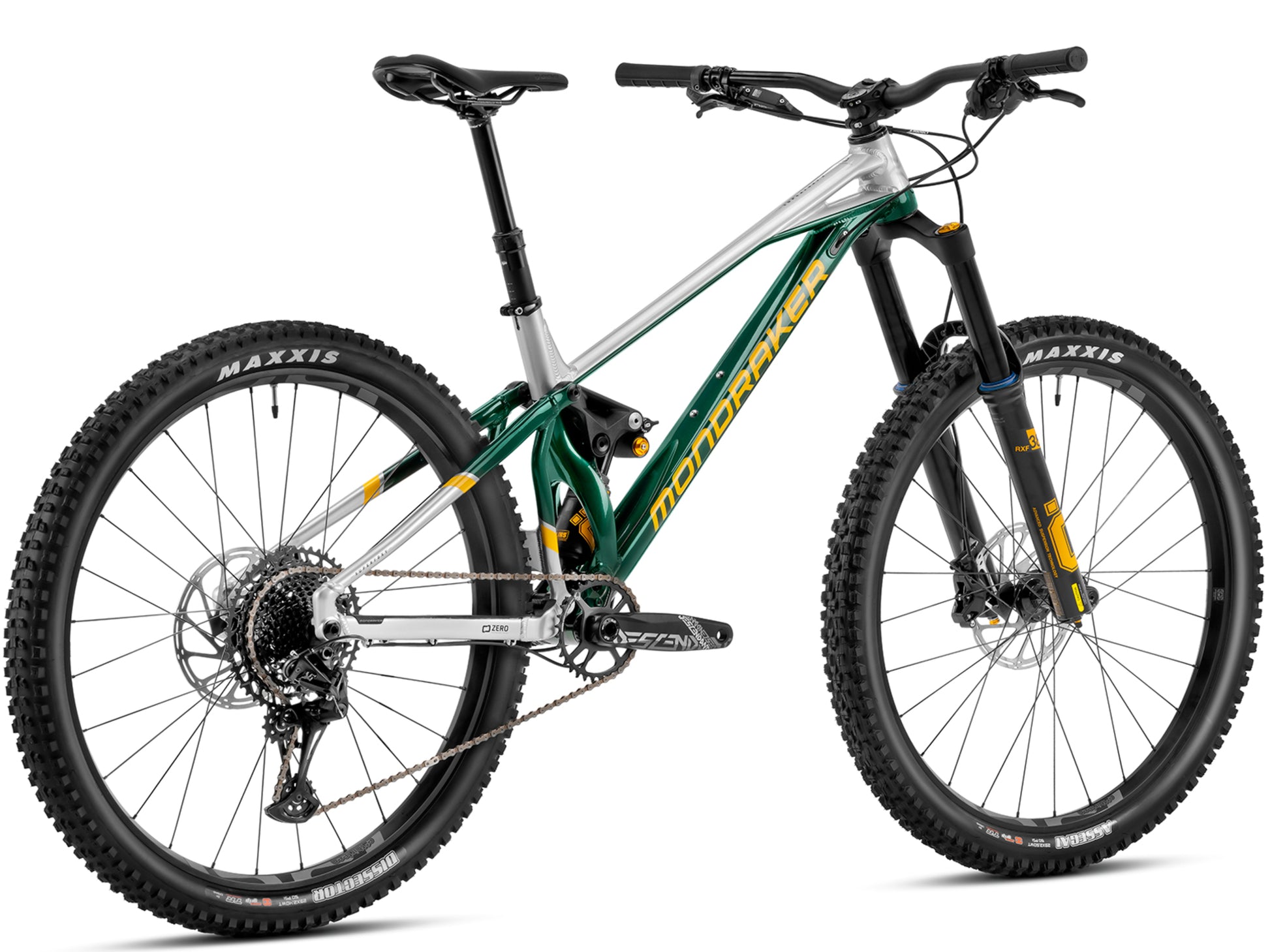 Mondraker Superfoxy R Full Suspension Enduro Mountain bike British racing green Rear facing view