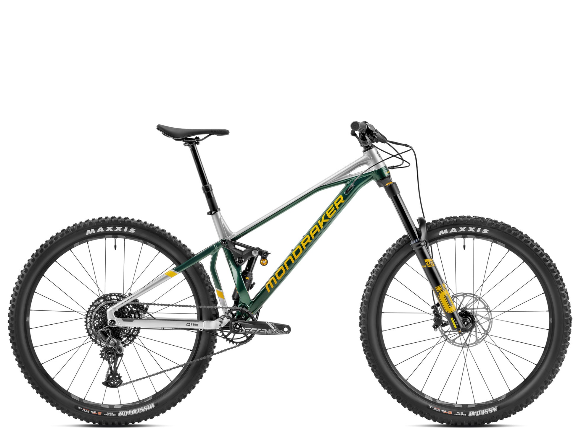 Mondraker Superfoxy R Full Suspension Enduro Mountain bike British racing green SIde profile