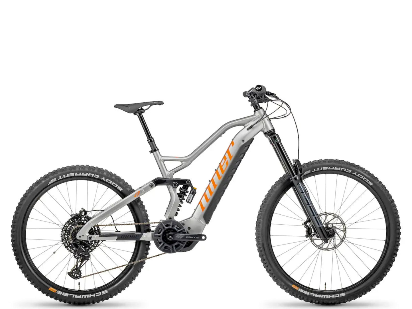 Niner WFO e9 Full suspension eMTB Forge grey / orange Side profile