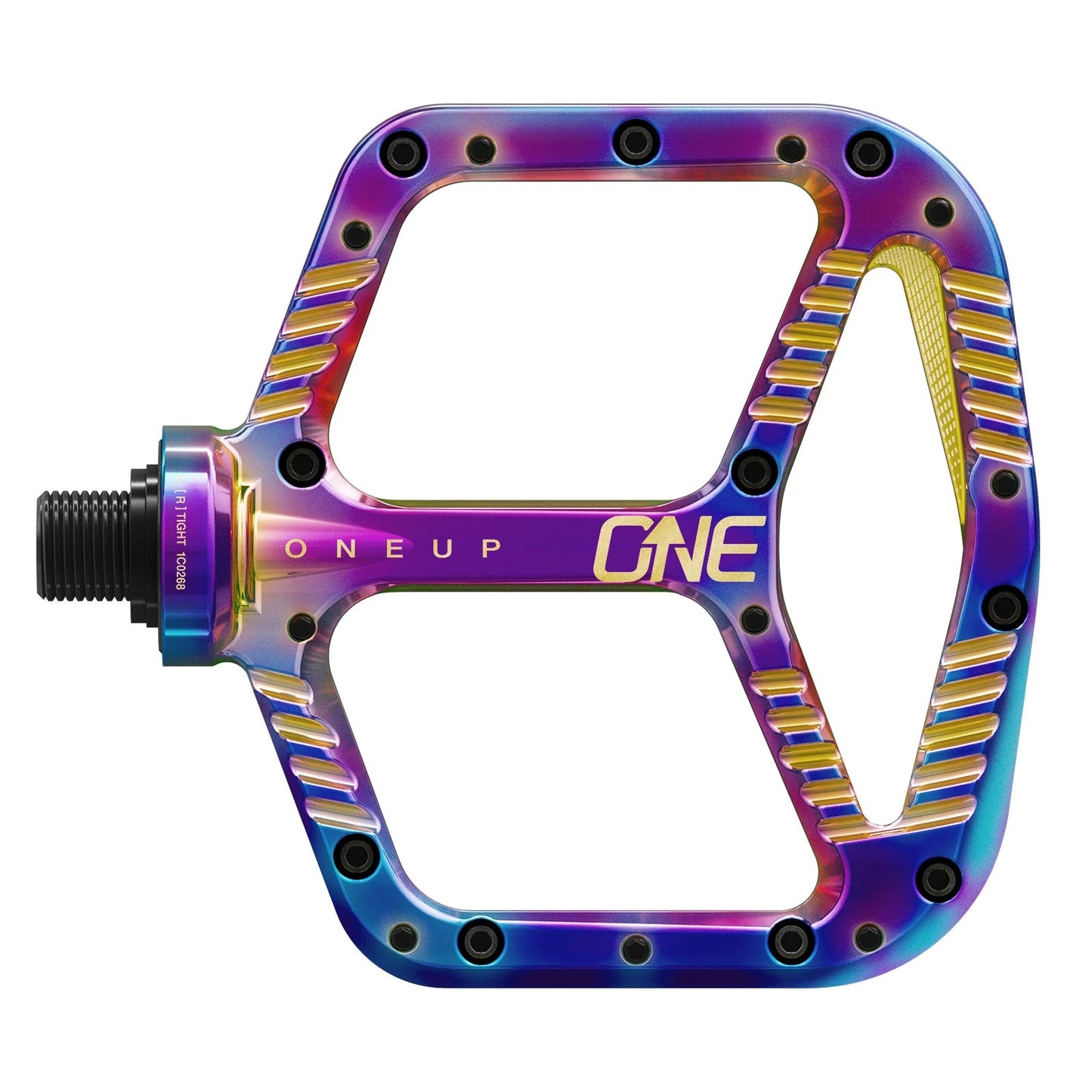 OneUP Components Aluminum Pedals Oil Slick Top view