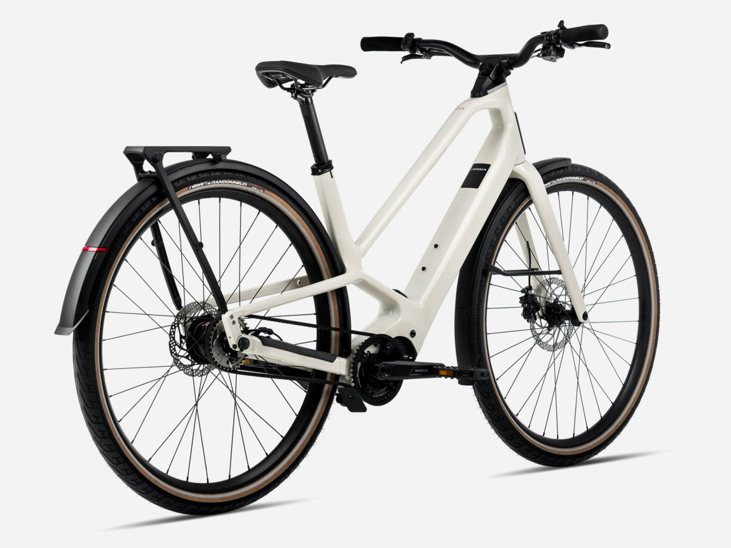 Orbea Diem 20 28MPH Road / commuter eBike Ivory white gloss Rear facing view