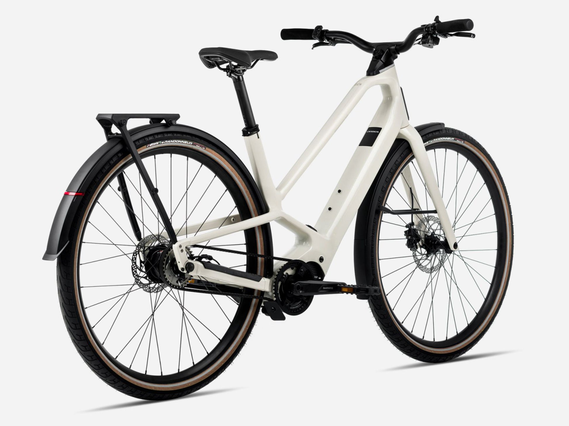 Orbea Diem 20 28MPH Road / commuter eBike Ivory white gloss Rear facing view